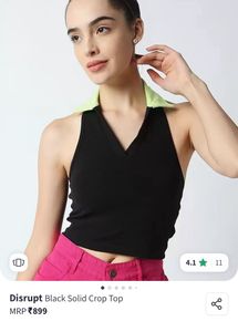 disrupt black & Neon Green Halter Top