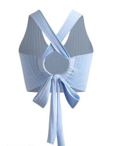 Cute Blue Tie-Back Crop Top