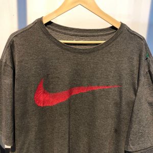 Nike Gray T-Shirt with Red Swoosh
