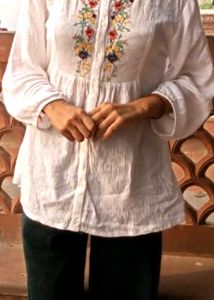 Embroidered White Top