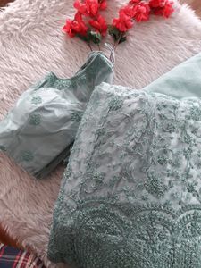 Pastel Green-Blue Shade Bridal Wear Lehenga Choli