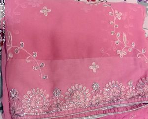 Pink Embellished Saree