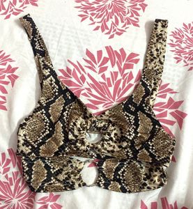 Snakeskin Print Bikini Top