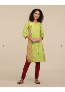 Lime Green Embroidered Kurta