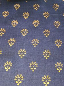 Elegant Blue &amp; Gold Print Cotton Saree
