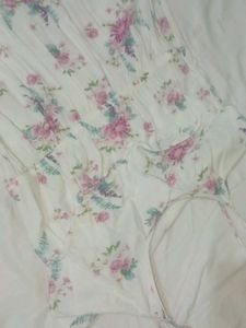 White Flare Dress With Beutiful Flower Print 🌸