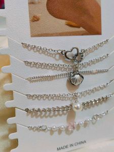 SILVER ANKLET SET- 6 Piece