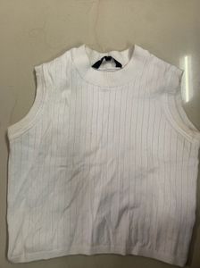 White Ribbed Knit Tank Top