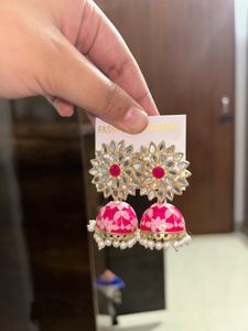Pink Jhumka Earrings