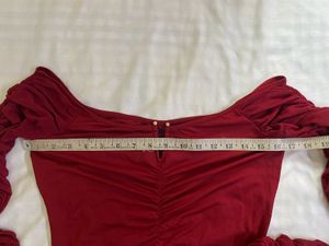 Burgundy Chic Ruched Off shoulder Top Bust 36