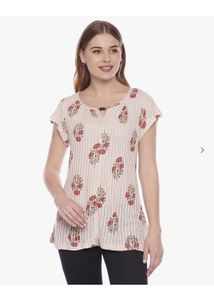 Floral Print Ribbed Top