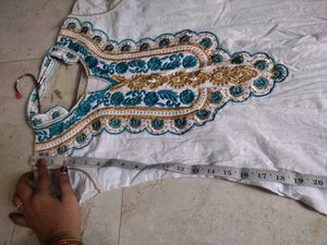White And Blue Cotton Kurti 🔥