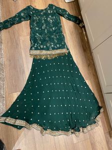 Elegant Dark Green Skirt And Top