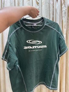 Oversized Green Graphic Tee Size S