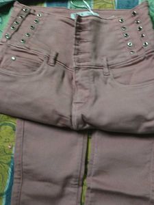Pink High-Waisted Jeans
