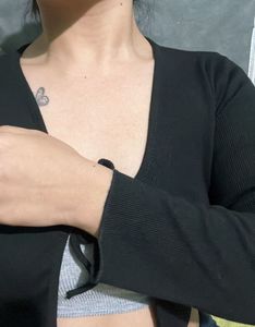 Cute Black Tie-Front Cardigan