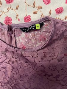 Lacy Lavender Dress For Women (M Size)