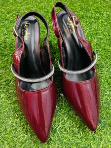 Burgundy Heeled Slingbacks