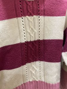 Women Pink White Wool Sweater