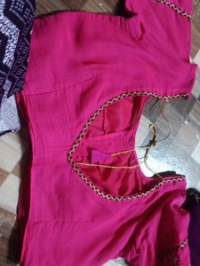 Multi Mirror Moti Works Saree  blouse Size 44