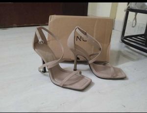 Mango Beige Criss-Cross Stiletto Heels