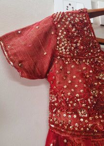 Red Beaded Anarkali Suit