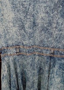 New Unused Cute Mini Denim Dress With Buttons Belt
