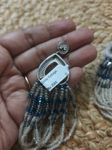 Long Beaded Dangle Earrings with Crystals