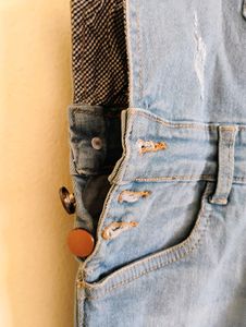 Light Blue Denim Dungaree With Detachable Straps