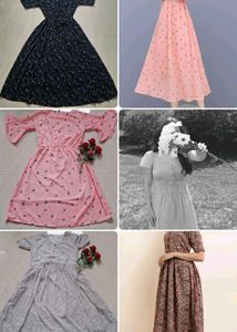 ❗Sale❗4(Strechable)Floral Print Midi Dresses🌷