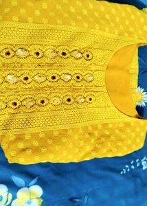 Yellow Embroidered Kurta