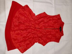 Red Sleeveless Net Top