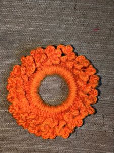 Handmade Orange Crochet Scrunchie