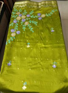 Beautiful Silk Saree With Embroidery Design