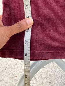 Maroon Corduroy Flare Leg Jeans