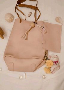 Pale Pink Tote Bag with Pouch