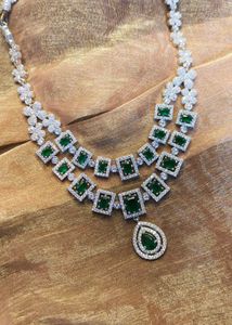 Emerald Green American Diamond Necklace