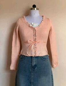 Peach Knit Cardigan