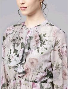 Grey And Green Floral Dress