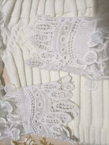 White Turtle neck lace long sleeves knit top