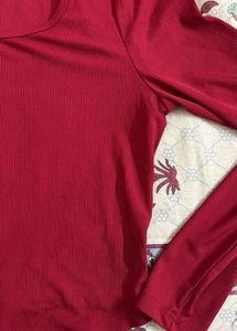 Savana Red Ribbed Top - Size L
