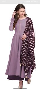 THE FAB FACTORY Women Kurta and Dupatta SetM, Purple