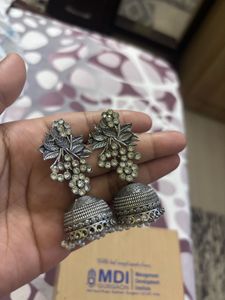 Silver Jhumka Earrings