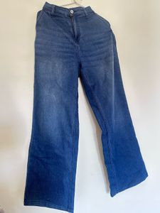 Roadster Medium Blue Wide Leg Heavy Fade Jeans