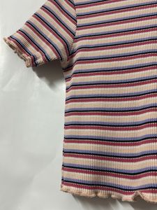 Zudio Striped Ruffle Crop Tee