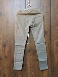 Women Khaki Colour Stretchable Solid Pant