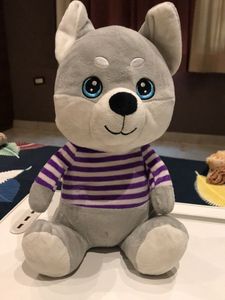 Cute Wolf Plushie with Striped Shirt