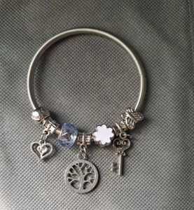 Charm Bracelet with Silver Tone Charms