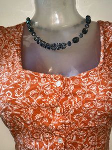 Vintage Florals Orange Top❤️