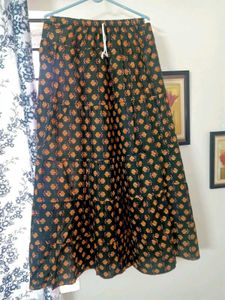 Women's Orange Flared Skirt